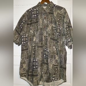 Vintage Woolrich men's short sleeve shirt green printed size XL